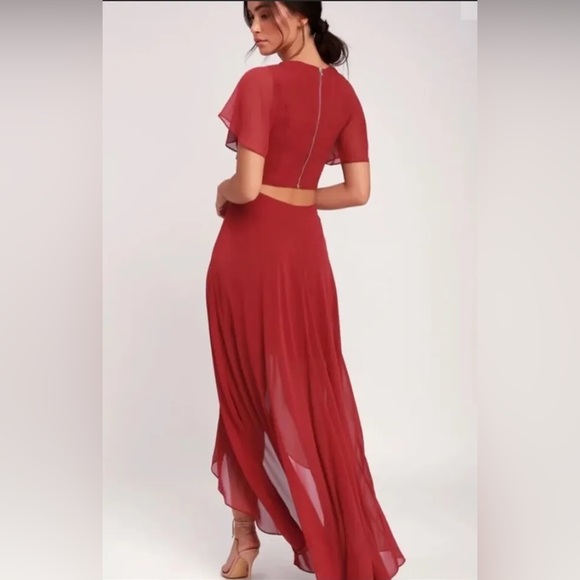 Lulus Ali and Jay Bohemian Rhapsody Brick Red Cutout High-Low Dress size M - Picture 12 of 14